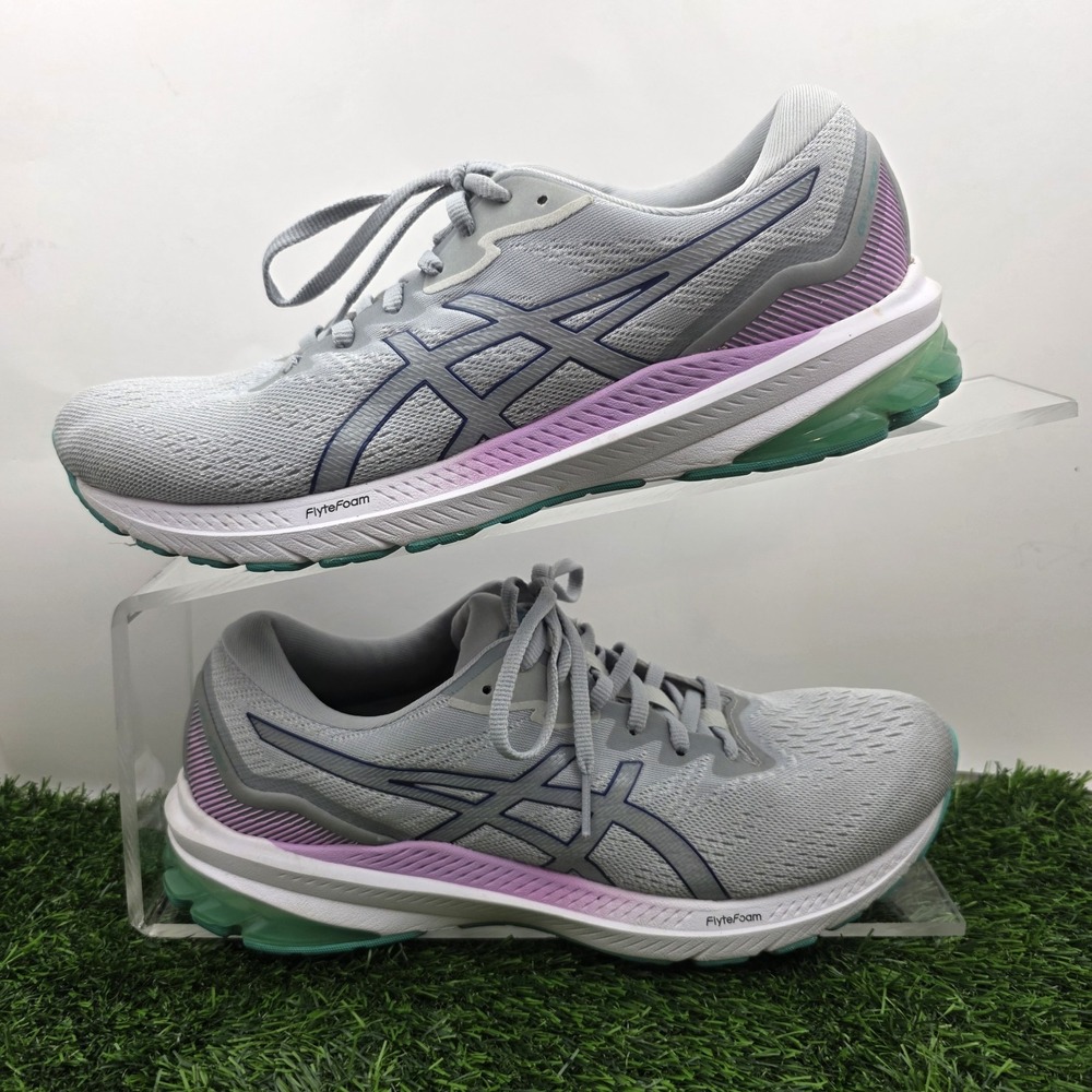 ASICS GT-1000 11 FlyteFoam Womens 11.5 Gray Purple Running Athletic Shoes